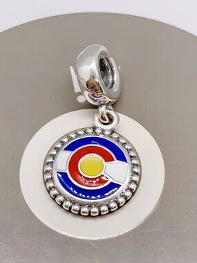 Pandora Colorado State Flag C Dangle Logo Exclusive Charm S925 Sterling Silver